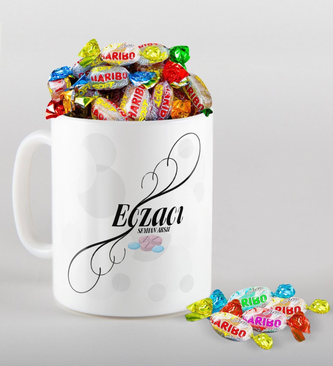 Kişiye Özel Eczacı Kupa ve Haribo Şeker Hediye Seti-8
