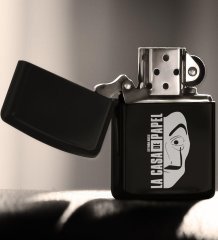 Kişiye Özel La Casa De Papel Benzinli Siyah Metal Çakmak - 4
