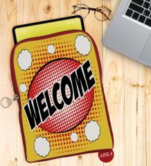 BK Gift Pop Art Tasarımlı Taşınabilir Koruyucu Tablet Kılıfı & Organizer Çanta - Kırmızı-15
