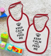 BK Kids Keep Calm Tasarımlı 2’li Kırmızı Mama Önlüğü-1