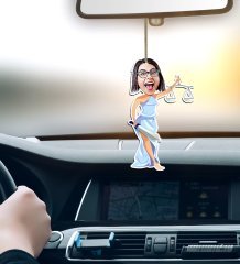 Kişiye Özel Bayan Avukat Karikatürlü Ahşap Araba Dikiz Ayna Süsü-2