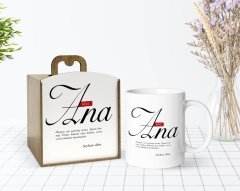 Kişiye Özel Ahşap Kutuda Mânâ Ana Tasarımlı Beyaz Kupa Bardak-1