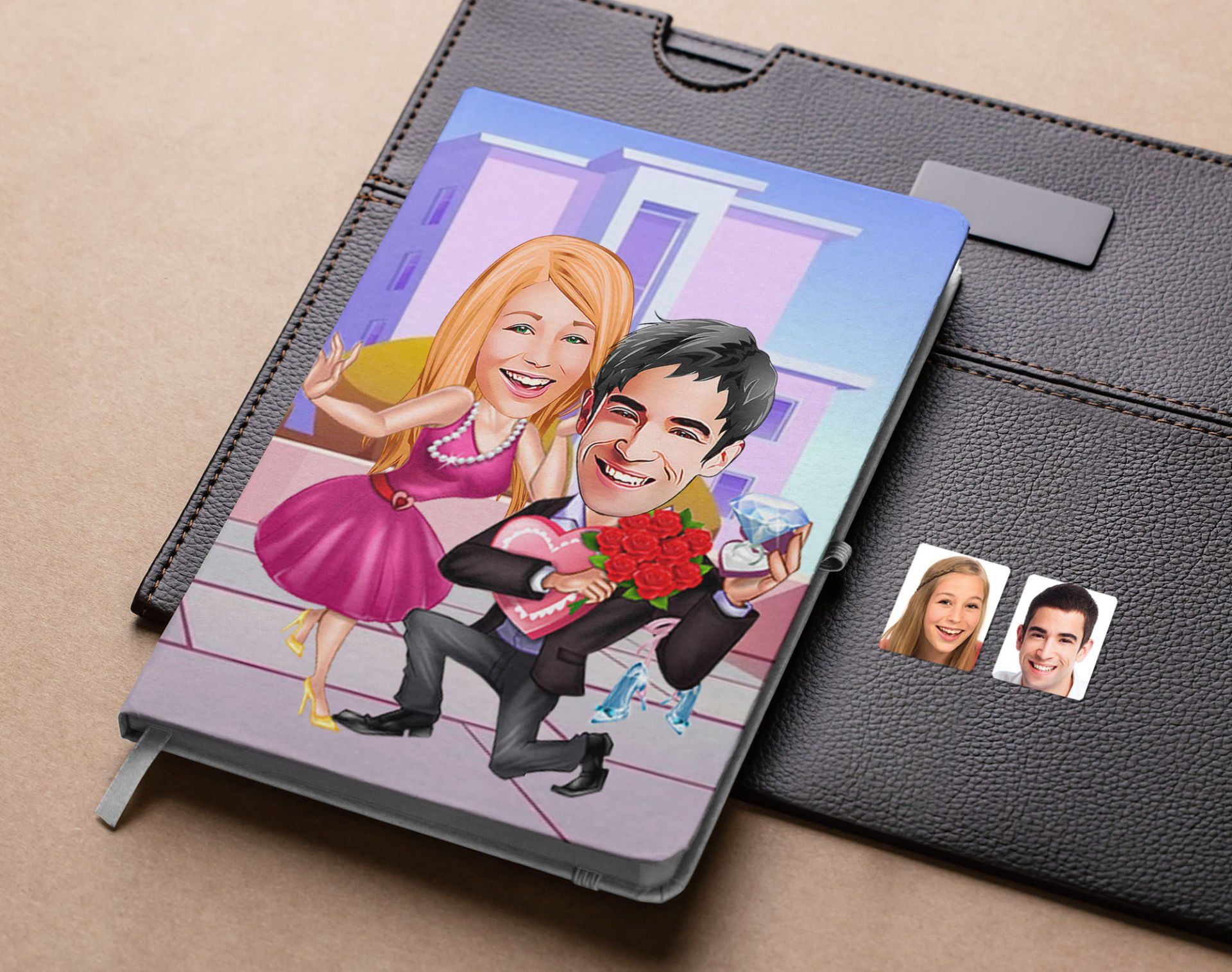 Bk Gift Kişiye Özel Sevgililer Karikatürlü Beyaz Defter-9 , Arkadaşa Hediye , Sevgiliye Hediye