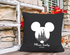BK Gift Kişiye Özel Disney Tasarımlı Premium Kumaş Siyah Kırlent Yastık, Ev Hediyesi, Ev Dekorasyonu, Dekoratif Hediye-5