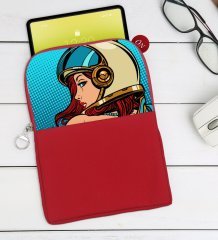 BK Gift Pop Art Tasarımlı Taşınabilir Koruyucu Tablet Kılıfı & Organizer Çanta - Kırmızı-14