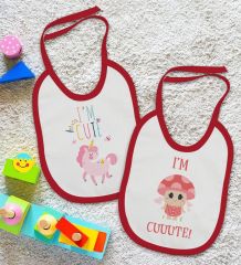 BK Kids I'm Cute Tasarımlı 2’li Kırmızı Mama Önlüğü-1