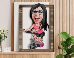 BK Gift Kişiye Özel Kadın Fitness Sporcusu Karikatürlü 3D Ahşap Tablo, Sevgiliye Hediye, Arkadaşa Hediye, Yıl Dönümü Hediyesi, Doğum Günü Hediyesi-1