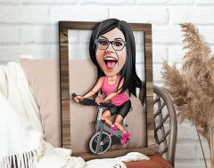 BK Gift Kişiye Özel Kadın Fitness Sporcusu Karikatürlü 3D Ahşap Tablo, Sevgiliye Hediye, Arkadaşa Hediye, Yıl Dönümü Hediyesi, Doğum Günü Hediyesi-1