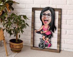 BK Gift Kişiye Özel Kadın Fitness Sporcusu Karikatürlü 3D Ahşap Tablo, Sevgiliye Hediye, Arkadaşa Hediye, Yıl Dönümü Hediyesi, Doğum Günü Hediyesi-1