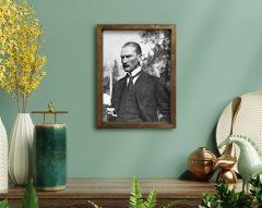BK Home Atatürk Tasarımlı Doğal Masif Ahşap Çerçeveli Tablo 45x65cm-29