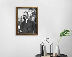 BK Home Atatürk Tasarımlı Doğal Masif Ahşap Çerçeveli Tablo 45x65cm-29