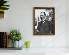 BK Home Atatürk Tasarımlı Doğal Masif Ahşap Çerçeveli Tablo 45x65cm-29