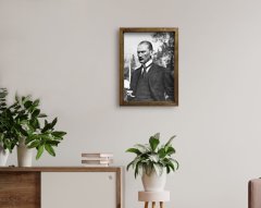 BK Home Atatürk Tasarımlı Doğal Masif Ahşap Çerçeveli Tablo 45x65cm-29