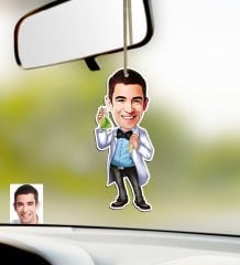 Kişiye Özel Bay Kimya Mühendisi Karikatürlü Ahşap Araba Dikiz Ayna Süsü-2