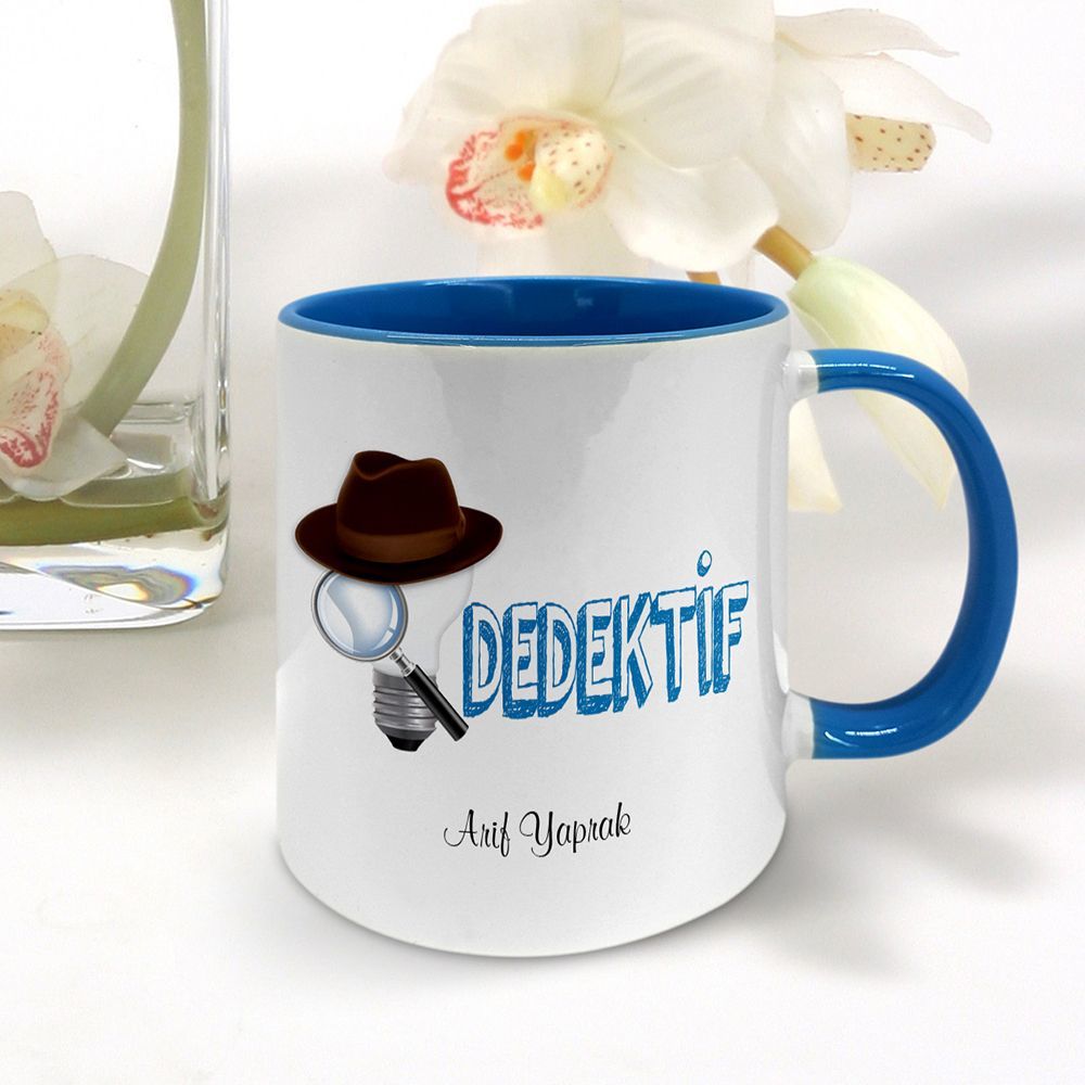 Kişiye Özel Mesleki Dedektif Mavi Kupa Bardak - 001