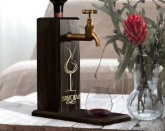 BK Gift Aynalı Altın Kabartma Musluklu Doğal Siyah(Ebony) Ahşap Şarap Standı, Home Bar, İçecek Dispenseri, Ahşap İçecek Çeşmesi-15