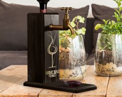 BK Gift Aynalı Altın Kabartma Musluklu Doğal Siyah(Ebony) Ahşap Şarap Standı, Home Bar, İçecek Dispenseri, Ahşap İçecek Çeşmesi-15