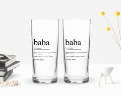 Kişiye Özel Renkli Baskılı Baba Tasarımlı İkili Rakı Bardağı Seti-1