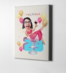Kişiye Özel Doğum Günü Karikatür Kanvas Tablo (50 x 70 cm.) 11