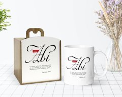 Kişiye Özel Ahşap Kutuda Mânâ Abi Tasarımlı Beyaz Kupa Bardak-1