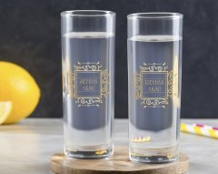 Kişiye Özel Renkli Baskılı İsimli İkili Vodka Bardağı-18