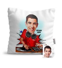 Kişiye Özel DJ Karikatür Saten Yastık - 1