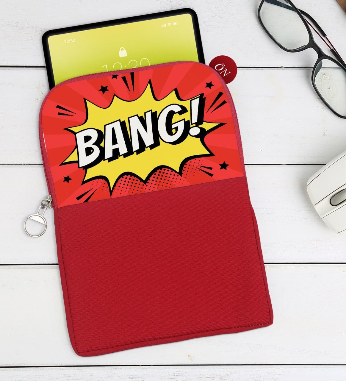 BK Gift Pop Art Tasarımlı Taşınabilir Koruyucu Tablet Kılıfı & Organizer Çanta - Kırmızı-13
