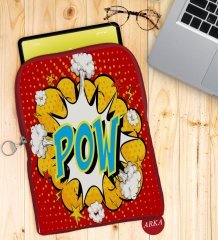 BK Gift Pop Art Tasarımlı Taşınabilir Koruyucu Tablet Kılıfı & Organizer Çanta - Kırmızı-13