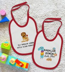 BK Kids İlk Babalar Günü Tasarımlı 2’li Kırmızı Mama Önlüğü-1