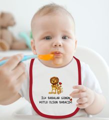 BK Kids İlk Babalar Günü Tasarımlı 2’li Kırmızı Mama Önlüğü-1