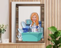 BK Gift Kişiye Özel Kadın Eczacı Karikatürlü 3D Ahşap Tablo, Sevgiliye Hediye, Arkadaşa Hediye, Yıl Dönümü Hediyesi, Doğum Günü Hediyesi-4