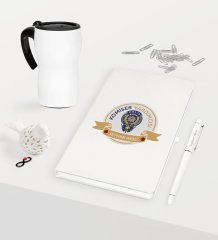 Kişiye Özel Komiser Yardımcısı Temalı Beyaz Defter Kalem Termos Mug Seti - 1