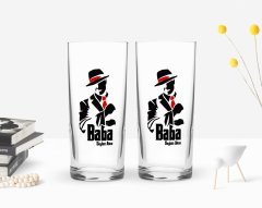 Kişiye Özel Renkli Baskılı Godfather Baba Tasarımlı İkili Rakı Bardağı Seti-18