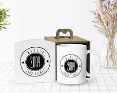 Kişiye Özel Ahşap Kutuda Made In Tasarımlı Beyaz Kupa Bardak-1