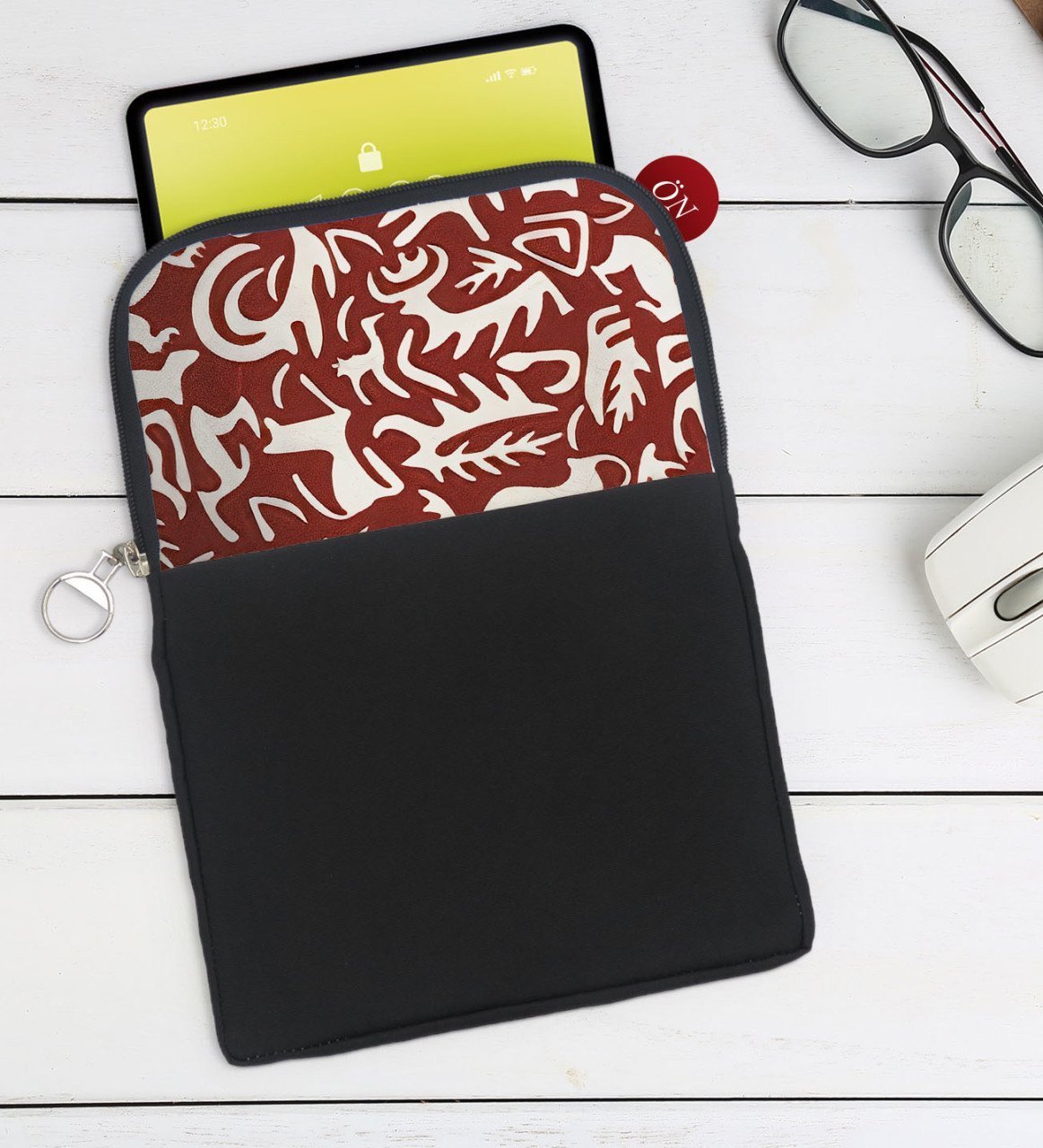 BK Gift Retro Motif Tasarımlı Taşınabilir Koruyucu Tablet Kılıfı & Organizer Çanta - Siyah-3