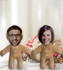 BK Gift Kişiye Özel Fotoğraflı Kurabiye Adam Kostümlü 2’li Bebek Yastık Seti-3
