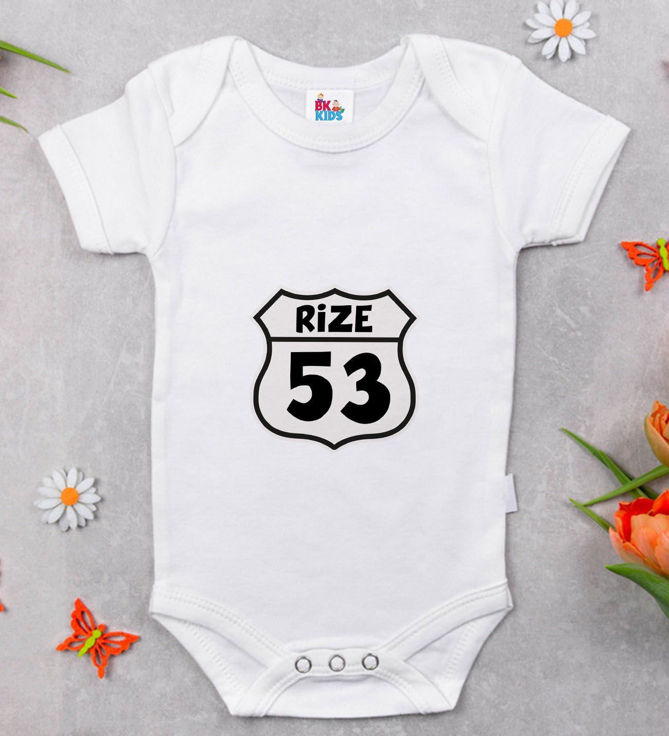 BK Kids Rize Tasarımlı Beyaz Bebek Body Zıbın-1