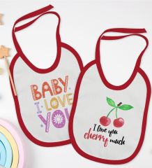 BK Kids I Love You Tasarımlı 2’li Kırmızı Mama Önlüğü-1