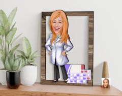 BK Gift Kişiye Özel Kadın Eczacı Karikatürlü 3D Ahşap Tablo, Sevgiliye Hediye, Arkadaşa Hediye, Yıl Dönümü Hediyesi, Doğum Günü Hediyesi-3