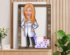 BK Gift Kişiye Özel Kadın Eczacı Karikatürlü 3D Ahşap Tablo, Sevgiliye Hediye, Arkadaşa Hediye, Yıl Dönümü Hediyesi, Doğum Günü Hediyesi-3