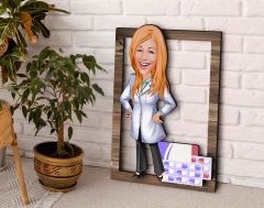 BK Gift Kişiye Özel Kadın Eczacı Karikatürlü 3D Ahşap Tablo, Sevgiliye Hediye, Arkadaşa Hediye, Yıl Dönümü Hediyesi, Doğum Günü Hediyesi-3