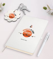 Kişiye Özel Havacılık Ve Uçak Mühendisi Beyaz Defter Kalem Ve Anahtarlık Hediye Seti