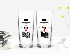 Kişiye Özel Renkli Baskılı Godfather Baba Tasarımlı İkili Rakı Bardağı Seti-17