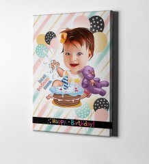 Kişiye Özel Doğum Günü Karikatür Kanvas Tablo (50 x 70 cm.) 9
