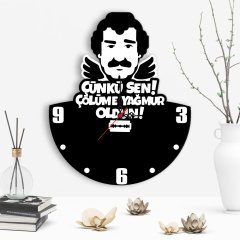 Çölüme Yağmur Oldun Tasarımlı Dekoratif Ahşap Duvar Saati - 3