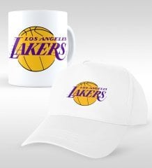 NBA Los Angeles Lakers Beyaz Kupa ve Şapka Seti