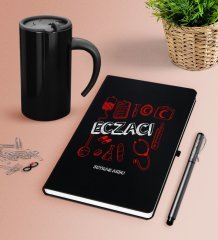 Kişiye Özel Eczacı Siyah Defter Kalem Termos Mug Seti-2