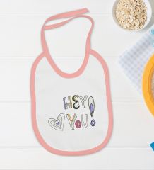 BK Kids Hey You Tasarımlı Pembe Bebek Body Zıbın ve Mama Önlüğü Hediye Seti-1