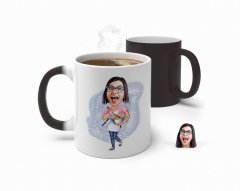 Kişiye Özel Anneler Günü Temalı Ev Hanımı Anne Karikatürlü Sihirli Kupa Bardak-3