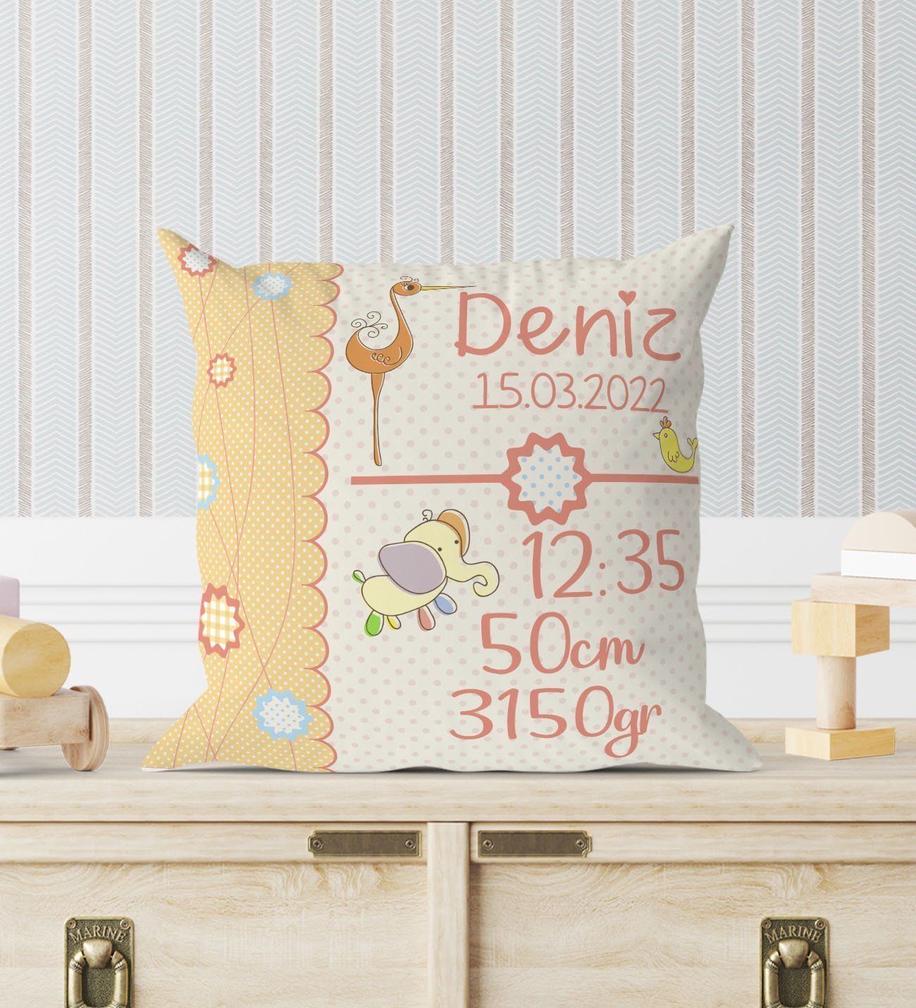 BK Gift Yeni Doğan Bebek Doğum Panosu Yastık - Model 8